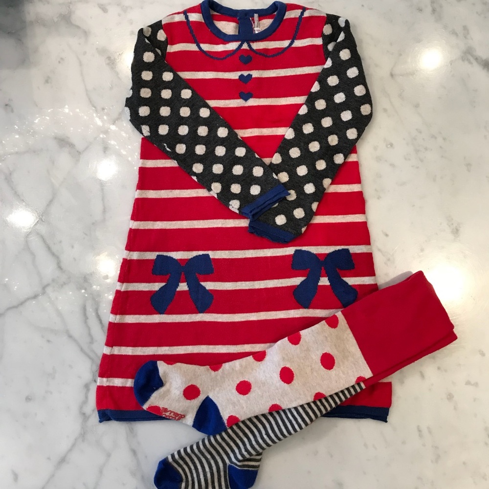 Boutique Girls Sweater Dress with Matching Tights